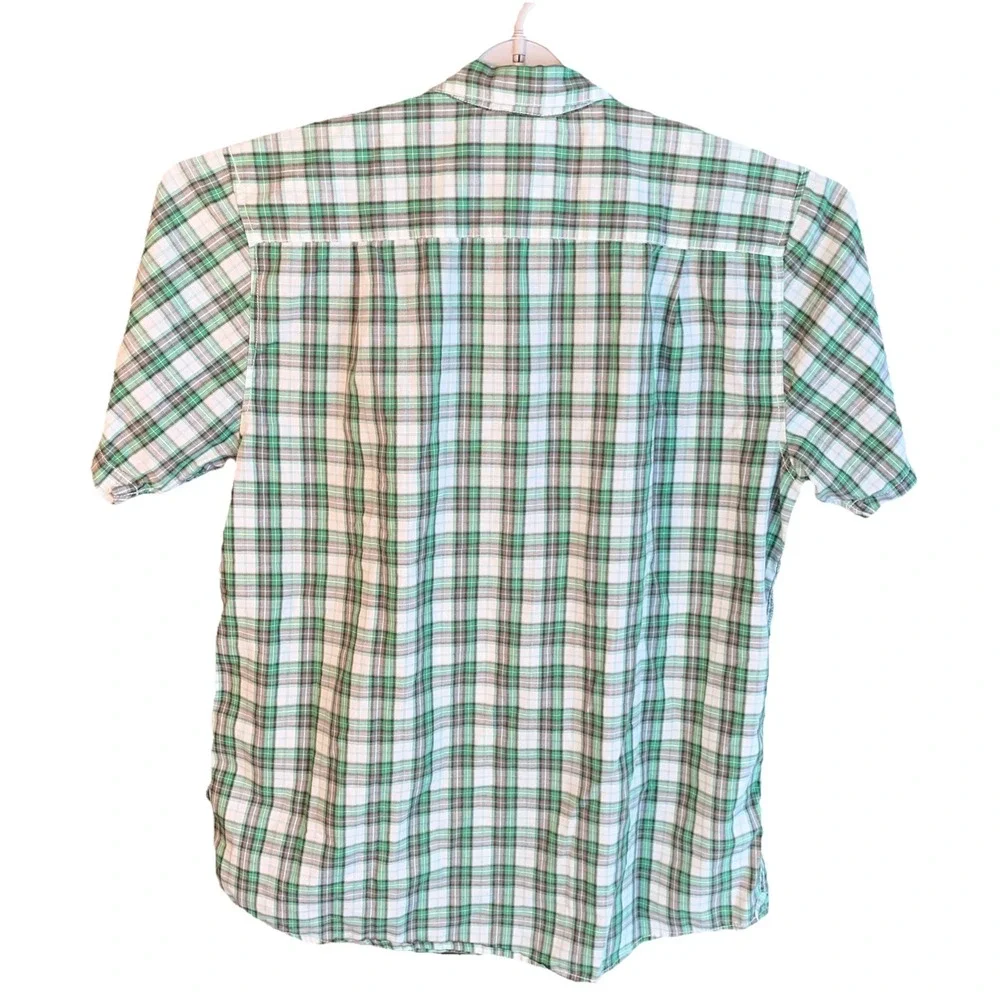 The North Face‎ Green Plaid Button Men's Large Short Sleeve Button Up Shirt